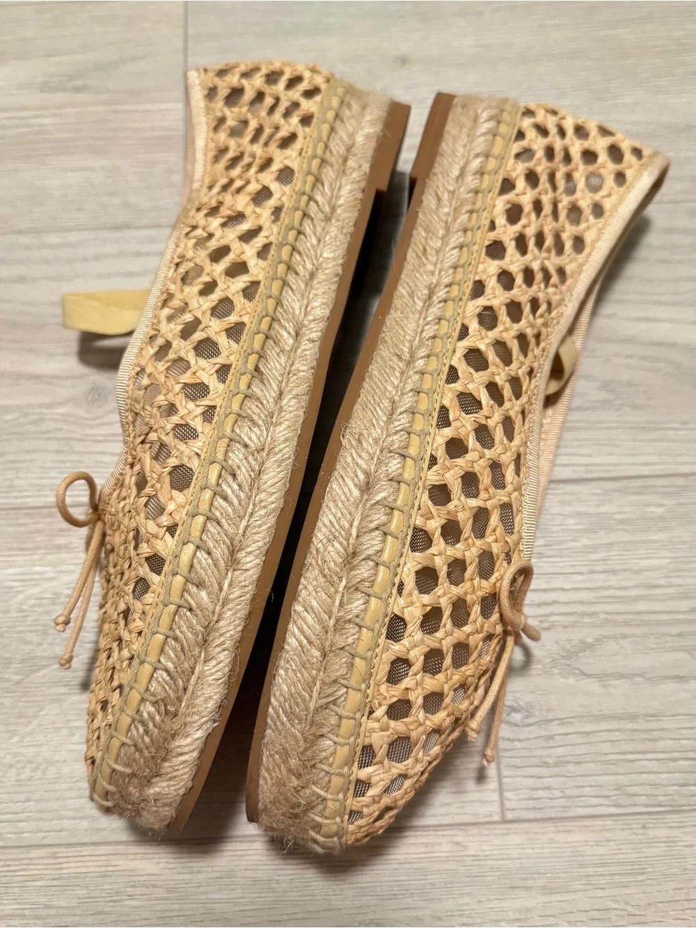 Loeffler randall ballet natural raffia crochet espadrille size 9